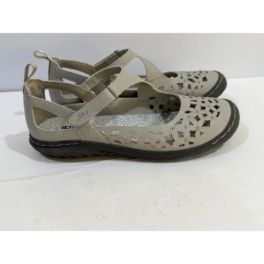 JBU Memory Foam Bellerose Encore Mary Jane Flat - Light Grey - Women's  Size 8M